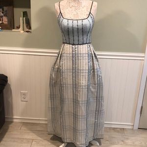 Donald Deal Couture Silk Full Skirt Ball Gown Beaded Bodice Spaghetti Straps